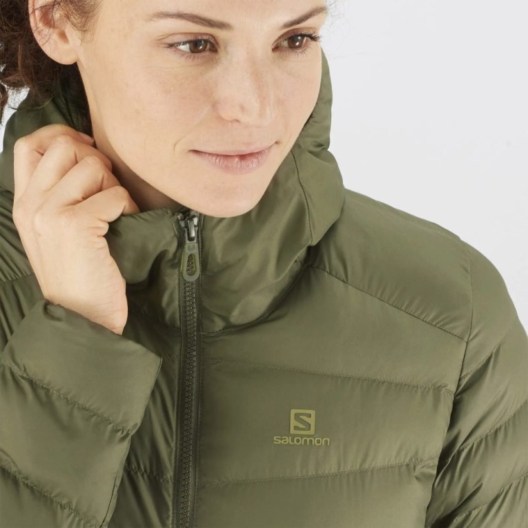 Olive Salomon Essential Xwarm Long Women's Insulated Jackets | IE MT4718